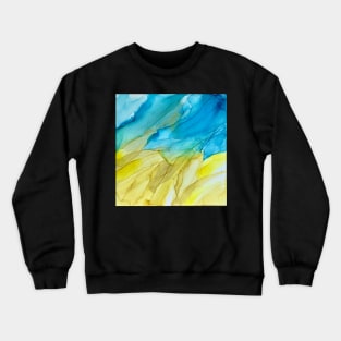 Blue - yellow background, watercolor Crewneck Sweatshirt